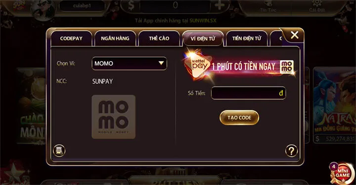 Những hình thức nạp tiền Sunwin nhanh nhất